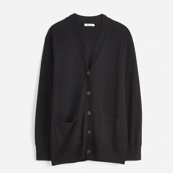 Madewell Merino Wool Boyfriend Cardigan in True Black size XXS NWT NS666 - Picture 5 of 13